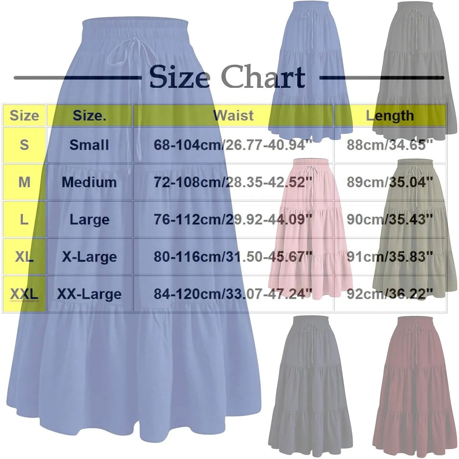 Women Floral Boho Long Skirts Drawstring Waist Vacation Hawaiian Maxi Skirt Flower Print Pleated Half Dress