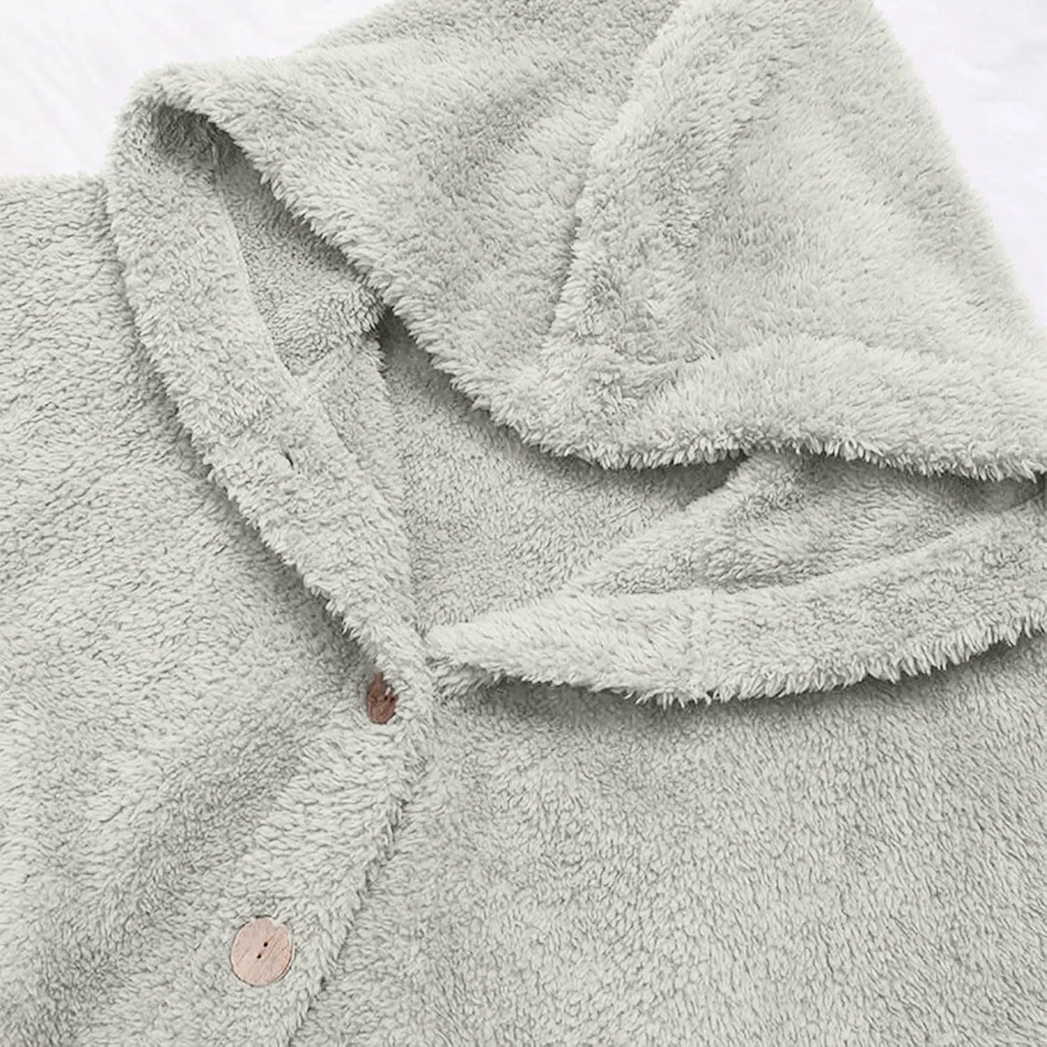 Women Hooded Fuzzy Jacket Oversized Fleece Sherpa Jacket Thicken Warm Jacket Botton Overcoat with Fur Hood S-5XL