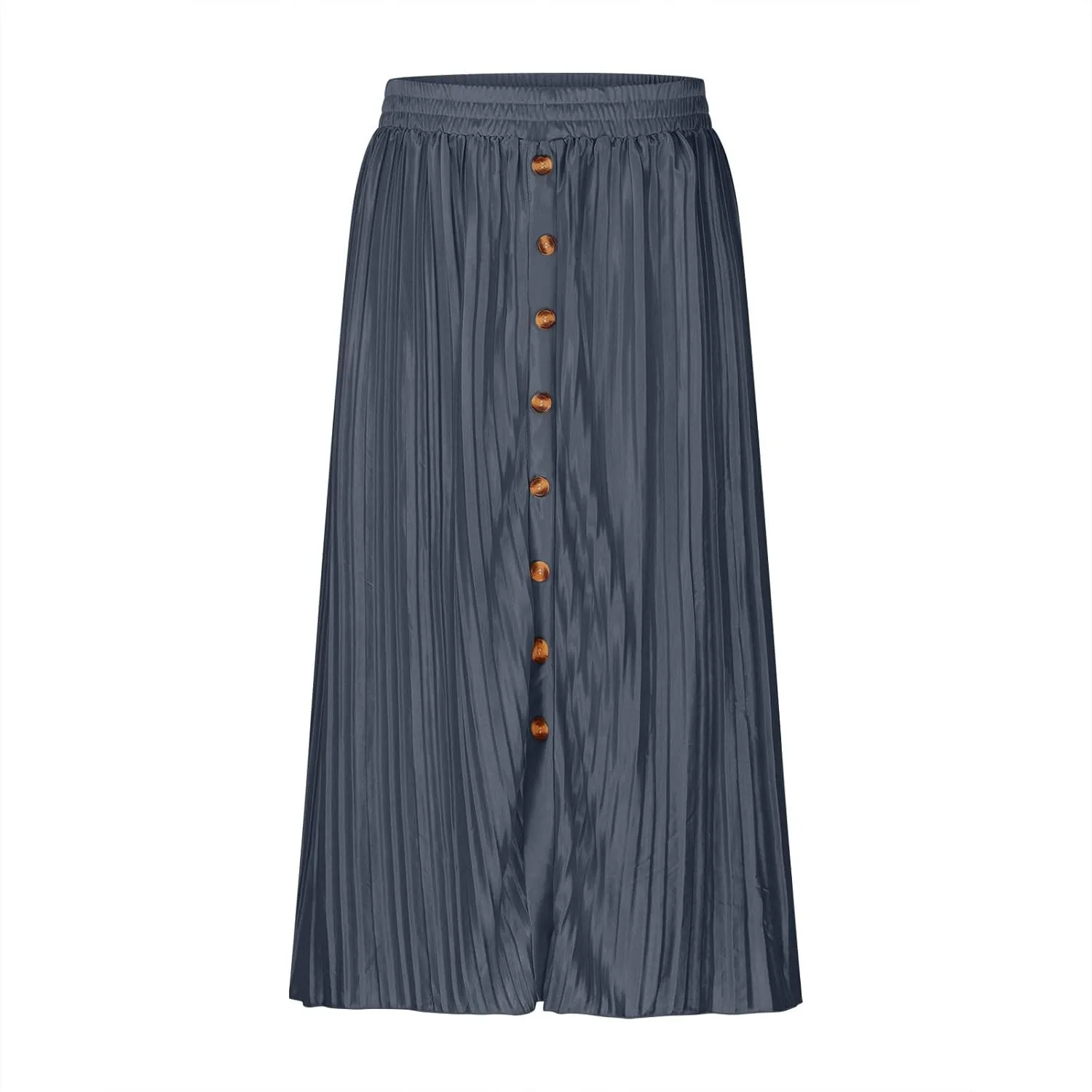 Women Lightweight Casual Flowy Long Skirt, Solid Color Basic Ruched Loose Summer Skirts Elastic Waist Comfy Breathable