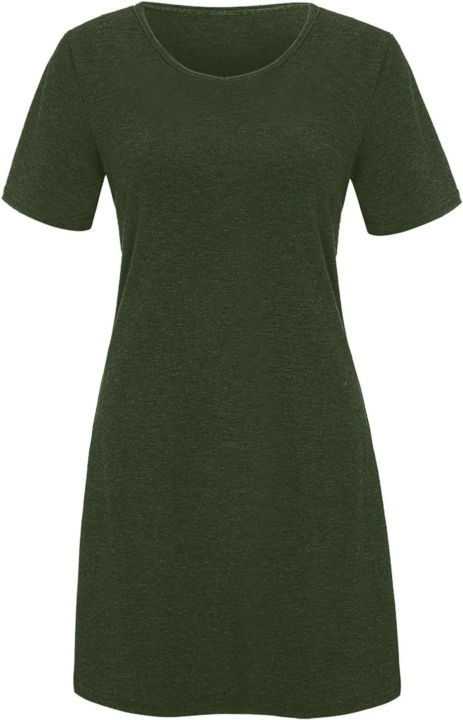 Women Midi Dress Solid Classy Cotton Short Sleeve Crew Neck T Shirt Dress Party Holiday Gauze Outfits for Women