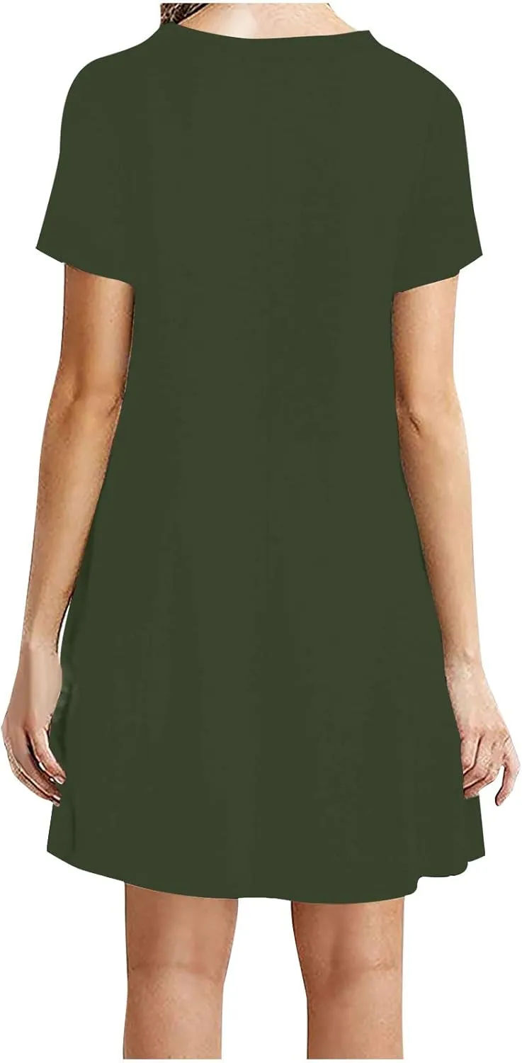 Women Midi Dress Solid Classy Cotton Short Sleeve Crew Neck T Shirt Dress Party Holiday Gauze Outfits for Women