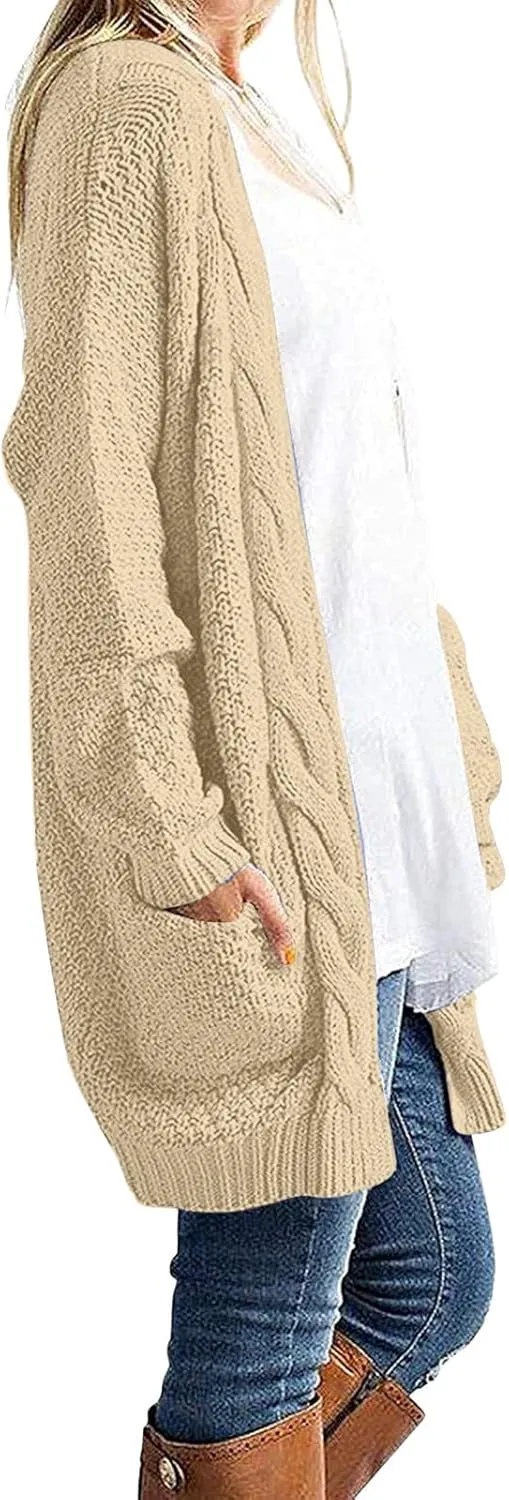 Women Oversized Cardigan Sweaters Trendy Casual V-Neck Long Sleeve Warm Chunky Knit Slouchy Oversized Wrap Sweater Coats