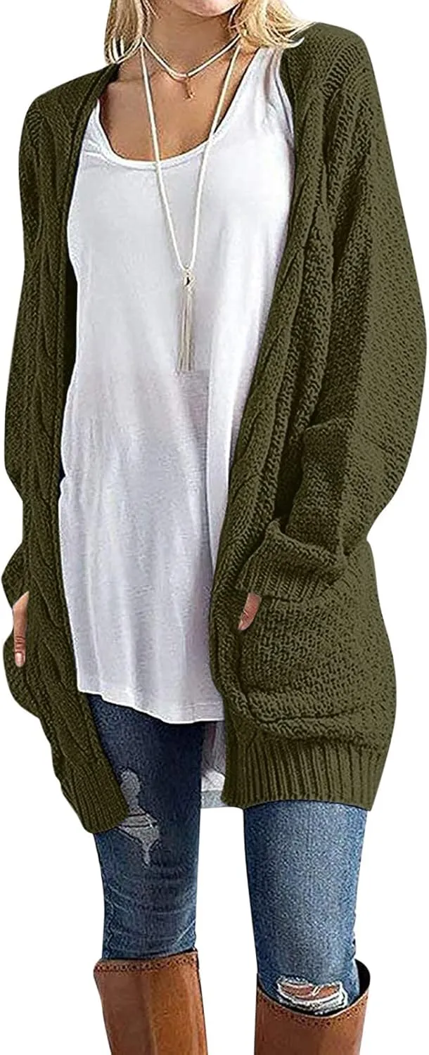 Women Oversized Cardigan Sweaters Trendy Casual V-Neck Long Sleeve Warm Chunky Knit Slouchy Oversized Wrap Sweater Coats