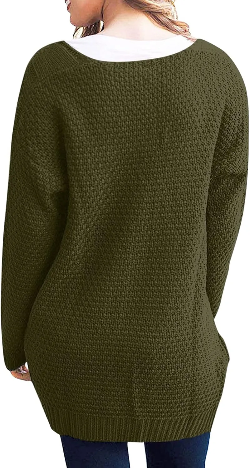 Women Oversized Cardigan Sweaters Trendy Casual V-Neck Long Sleeve Warm Chunky Knit Slouchy Oversized Wrap Sweater Coats