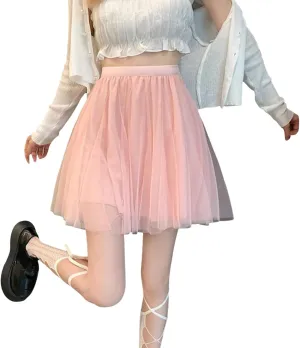 Women Pleated Mini Skirt for Summer Casual Tummy Control High Waist Sheer Pleated A-Line Mini Skirts for Girls Trendy
