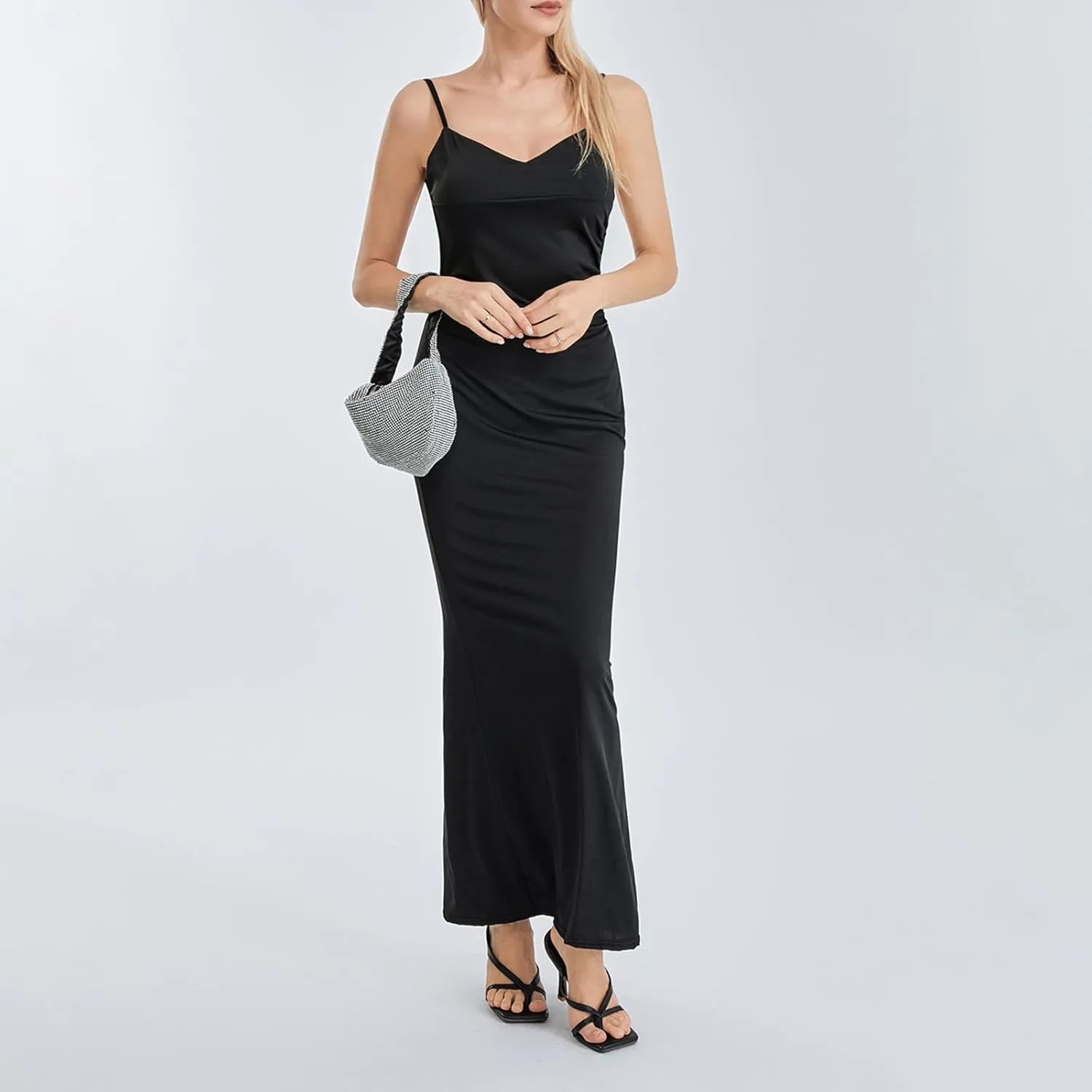 Women Sexy Spaghetti Strap Backless Maxi Dress Bodycon Sleeveless Open Back Slim Party Club Cocktail Long Dress