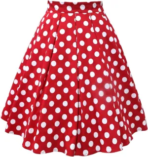 Women Skirts for Summer Trendy High Elastic Waist Dot Color Print Pleated Tummy Control Loose A Line Y2K Mini Skirts