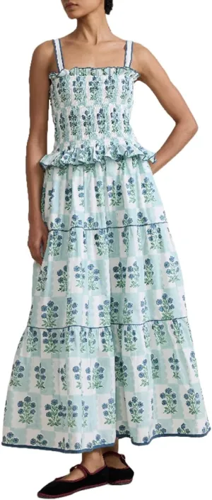 Women Summer Boho Dress Y2k Tiered Midi Dress Smocked Floral Ruffle Flowy Long Dresses Beach Maxi Sundress