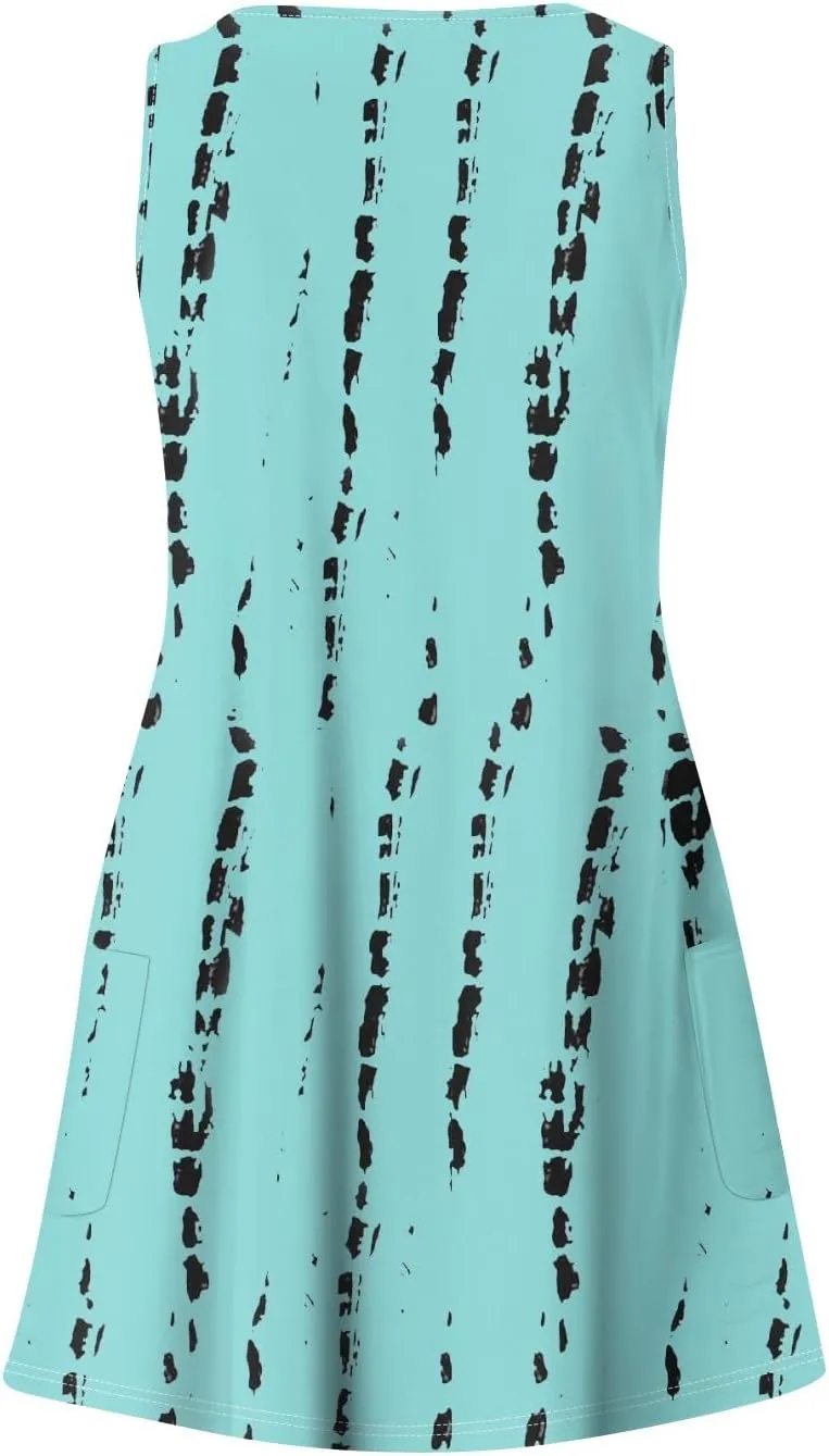 Women Summer Dresses 2025 Vacation Swimsuit Coverup Casual Sleeveless Sundress V Neck Beach Dress with Pocket