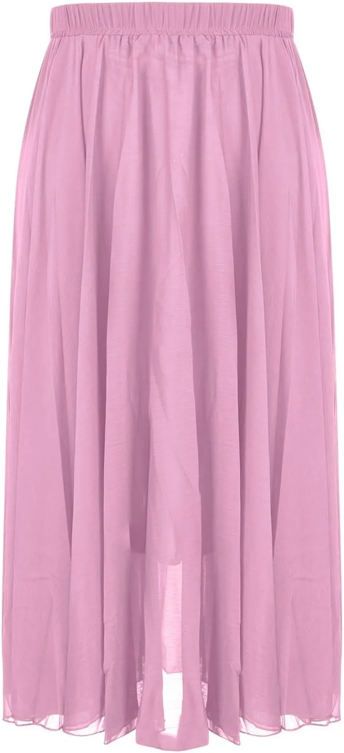 Womens A-Line Maxi Skirts Ruffle Elastic Waist Pleated Long Skirt Summer Beach Vacation Casual Loose Clothes 2025