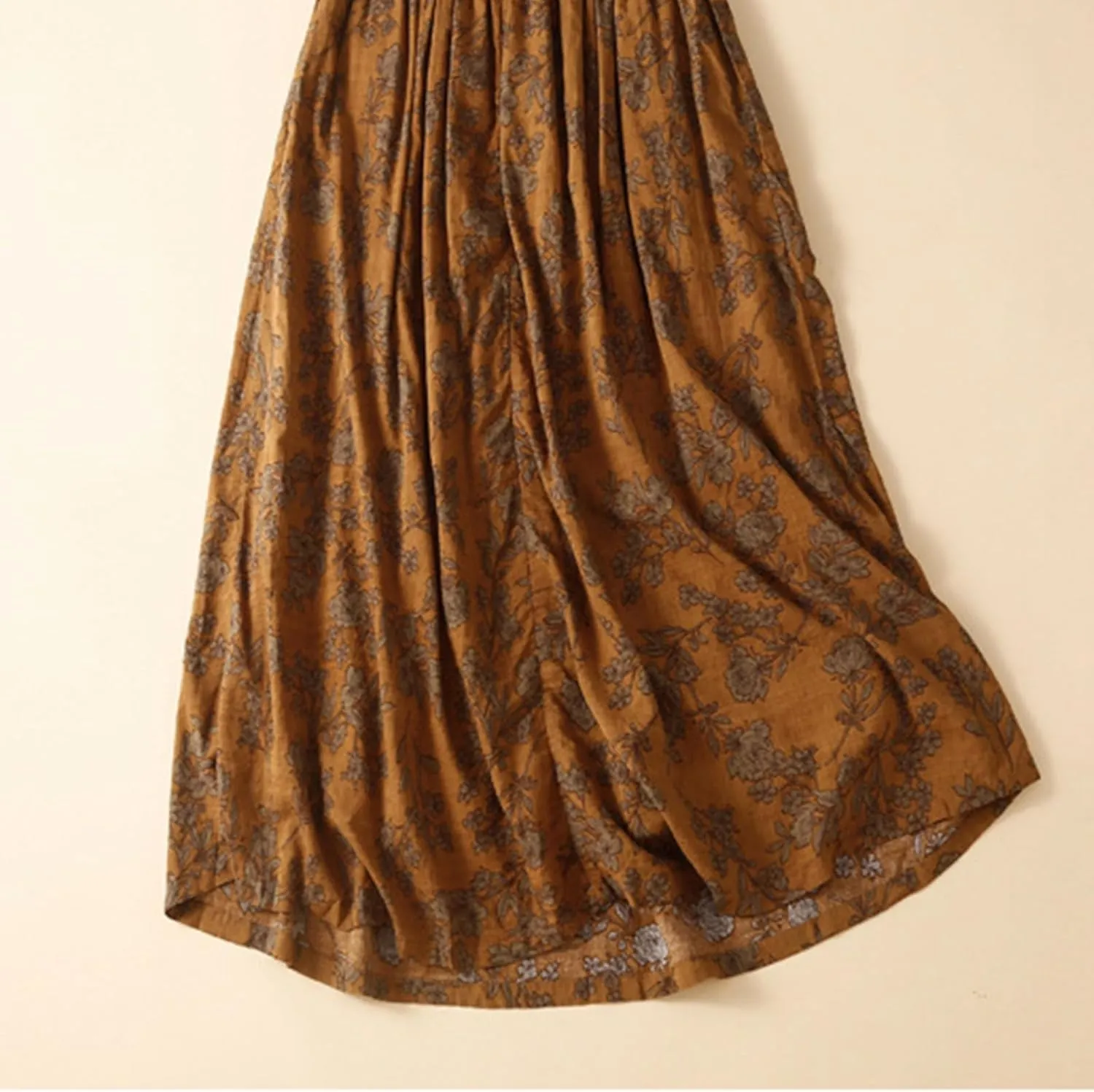 Womens Boho Pleated A-Line Skirt Summer Elastic High Waist Midi Skirts Floral Print Casual Beach Skirt with Pockets