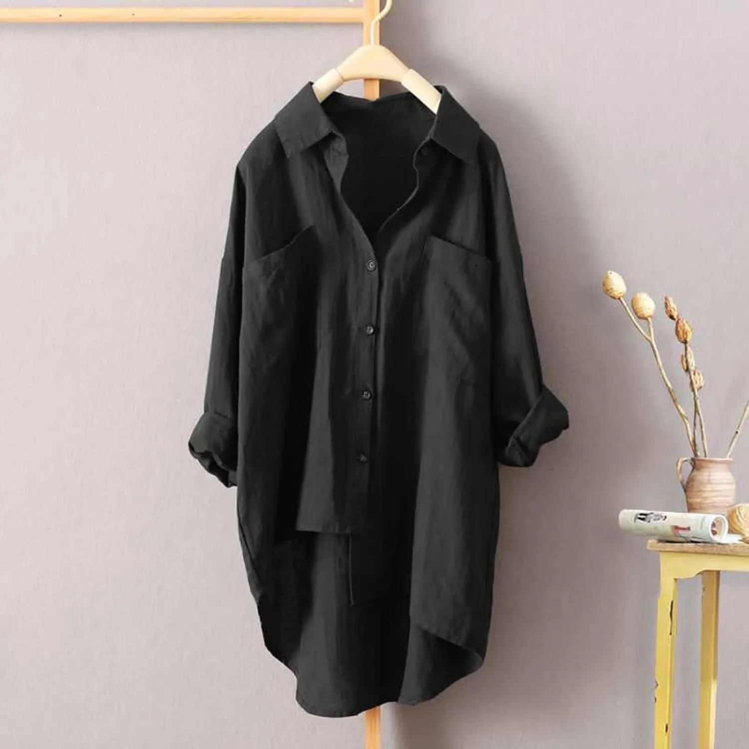 Womens Button Down Shirt Color Sleeve Collar Casual Women's Shirt Women's Shirt Cotton Blouses for Women Casual