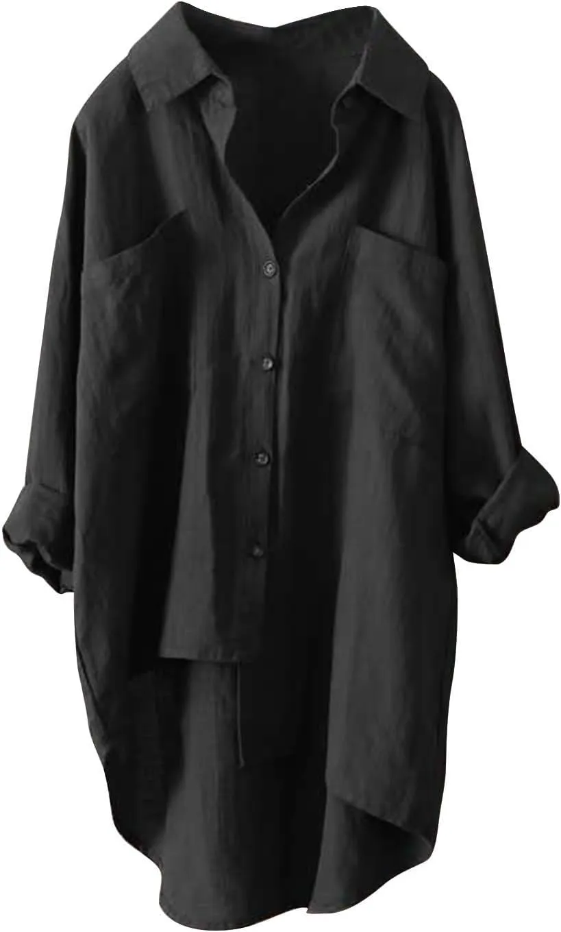 Womens Button Down Shirt Color Sleeve Collar Casual Women's Shirt Women's Shirt Cotton Blouses for Women Casual