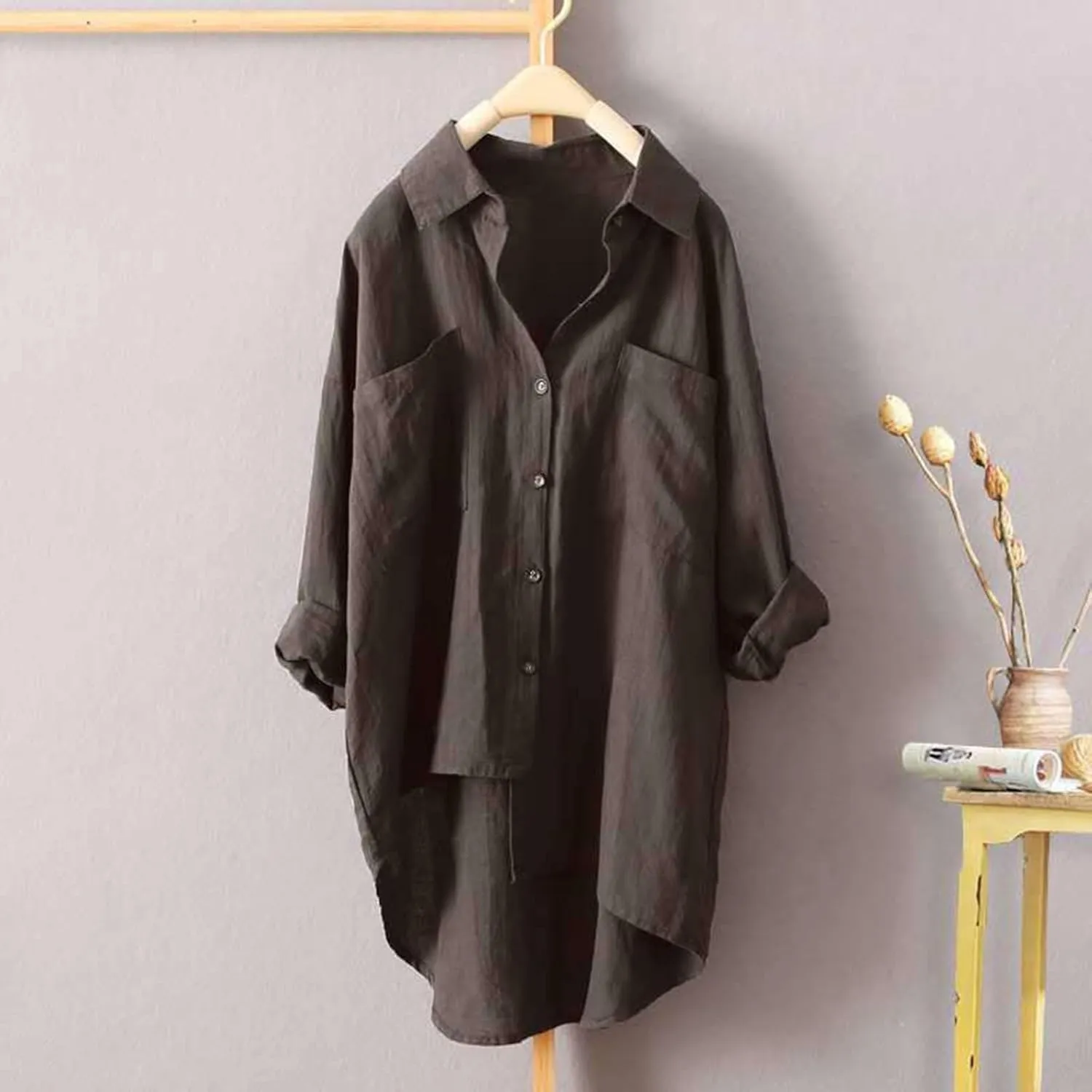 Womens Button Down Shirt Color Sleeve Collar Casual Women's Shirt Women's Shirt Cotton Blouses for Women Casual