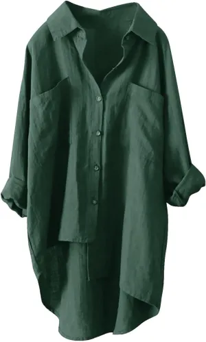 Womens Button Down Shirt Color Sleeve Collar Casual Women's Shirt Women's Shirt Cotton Blouses for Women Casual