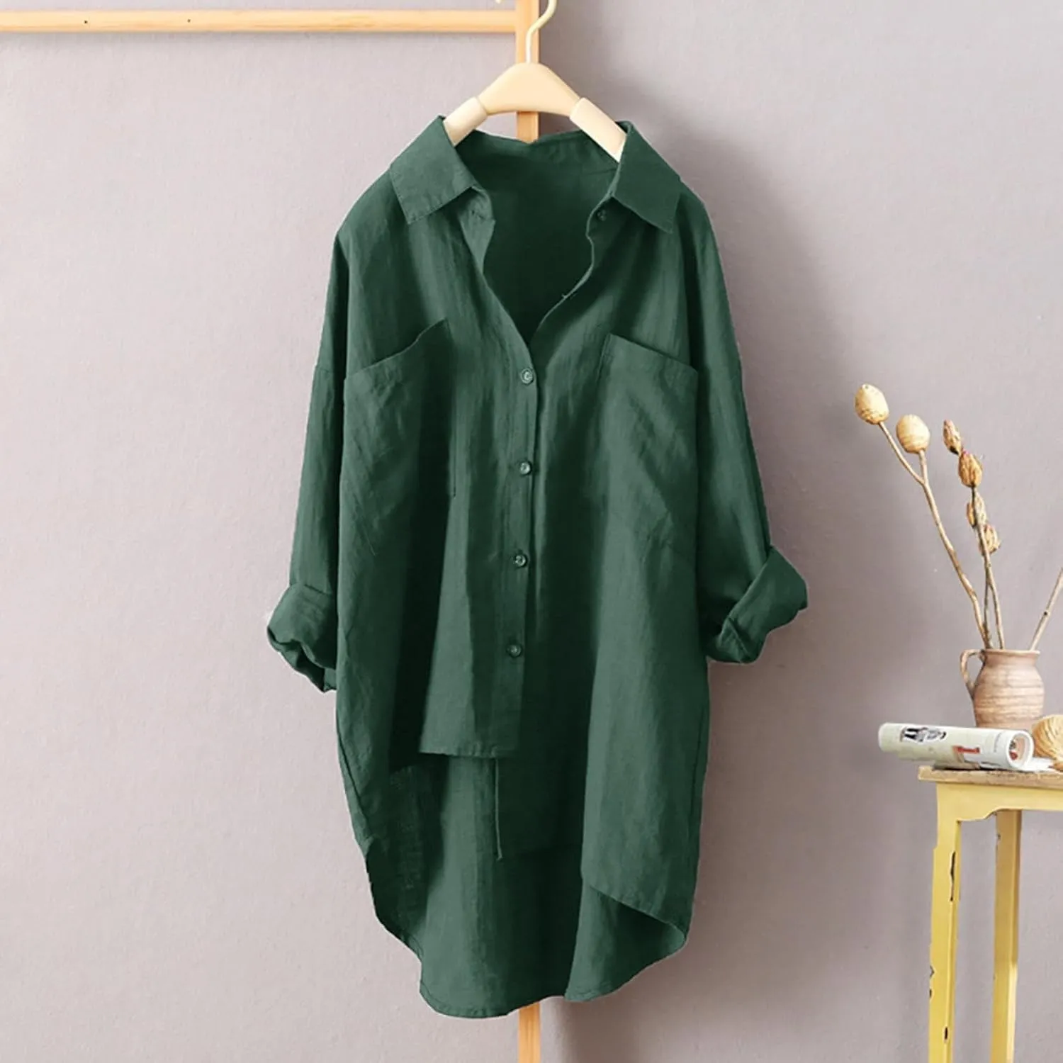 Womens Button Down Shirt Color Sleeve Collar Casual Women's Shirt Women's Shirt Cotton Blouses for Women Casual