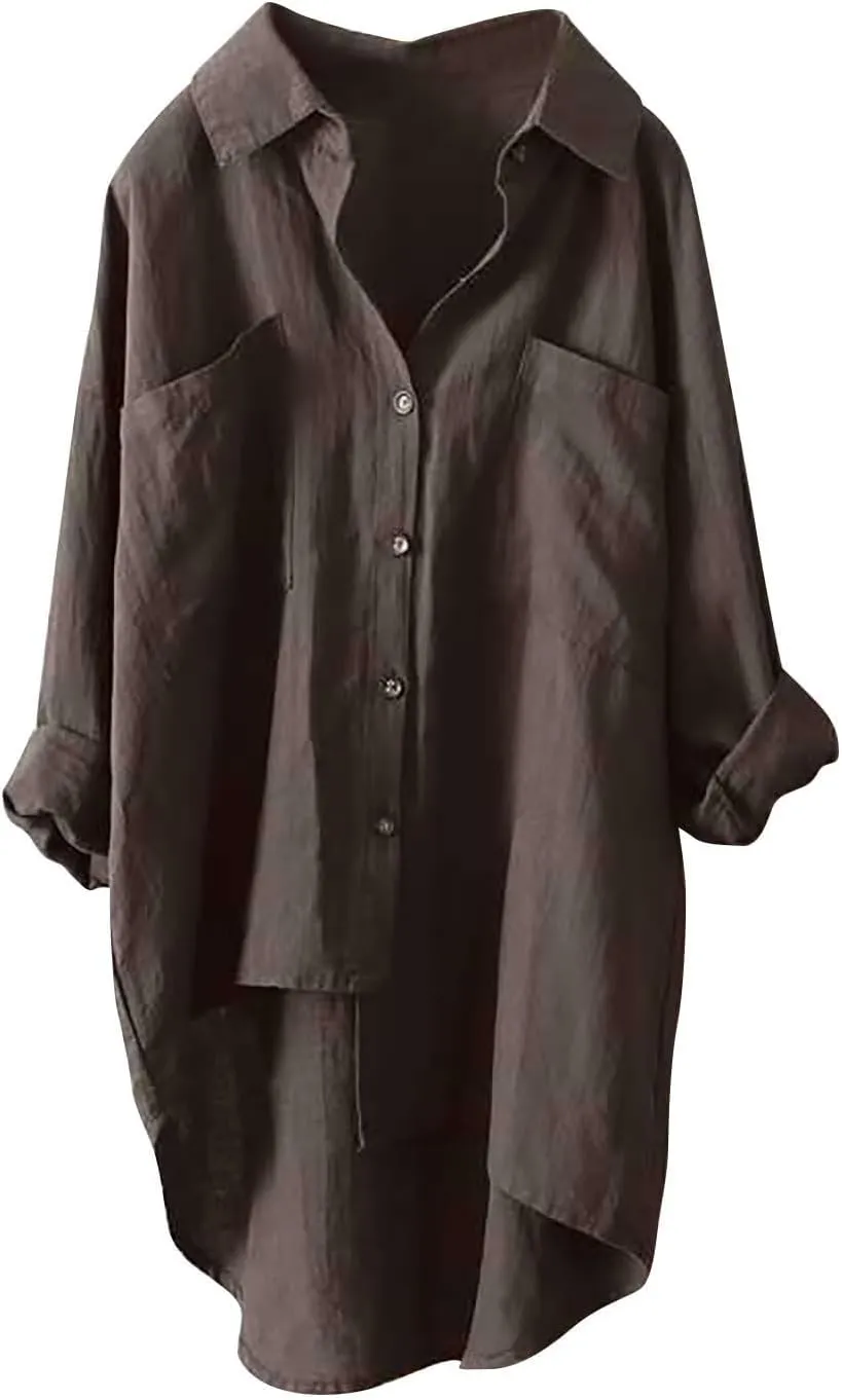 Womens Button Down Shirt Color Sleeve Collar Casual Women's Shirt Women's Shirt Cotton Blouses for Women Casual