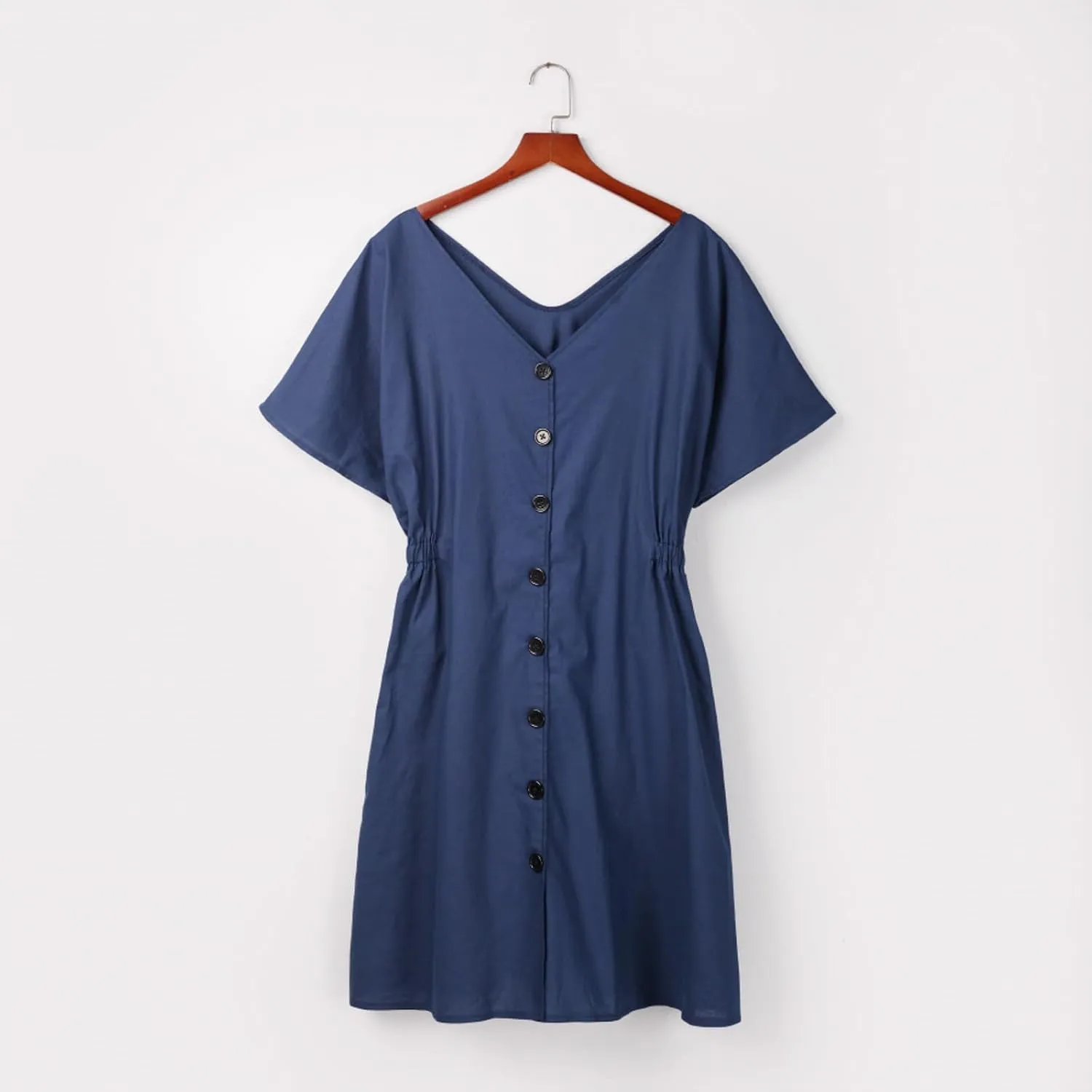 Womens Button Down Shirt Dresses Loose Casual Tie Waisted Shirt Dress Flowy Tiered A-Line Mini Shift Tunic Dresses