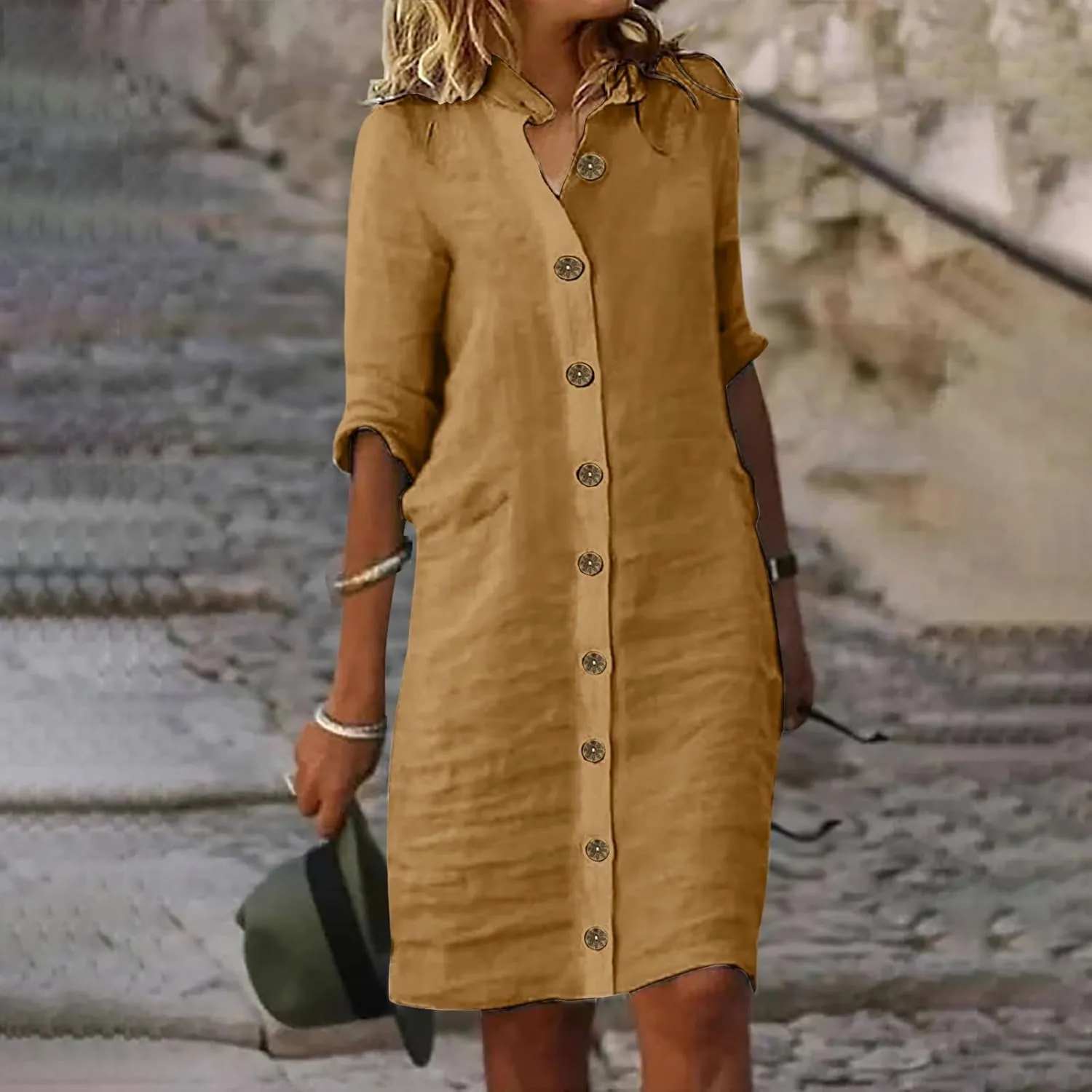 Women's Casual Shirt Dresses 2025 Cotton Short Sleeve Button Down Bathing Suit Cover up Beach Pleated Shirt Dresses