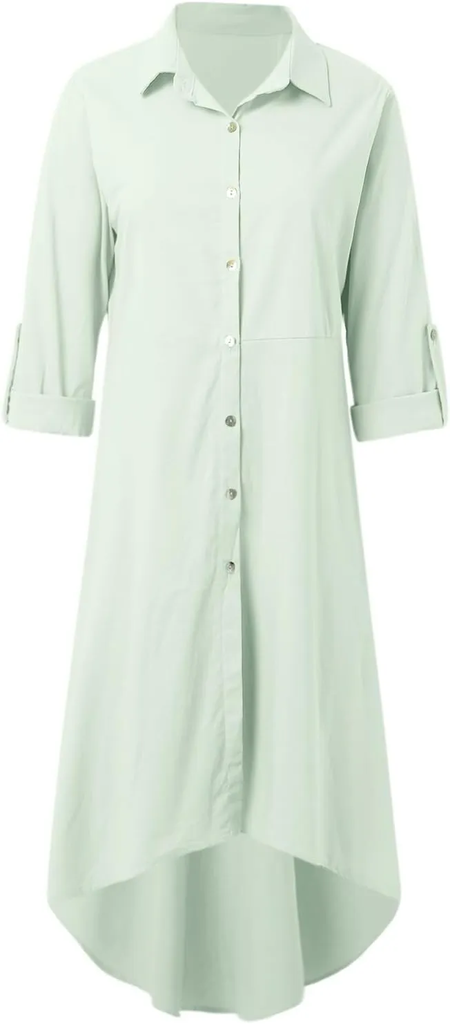 Women's Casual Shirt Dresses 2025 Trendy Button Front Shirt Dresses Dressy Casual Short Pleated Midi Dress with Belt