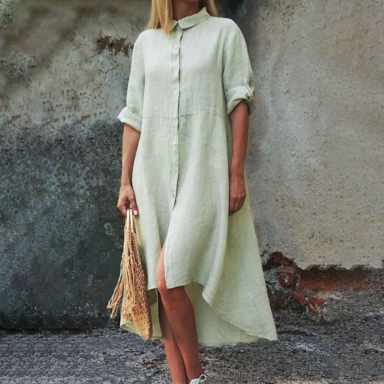 Women's Casual Shirt Dresses 2025 Trendy Button Front Shirt Dresses Dressy Casual Short Pleated Midi Dress with Belt