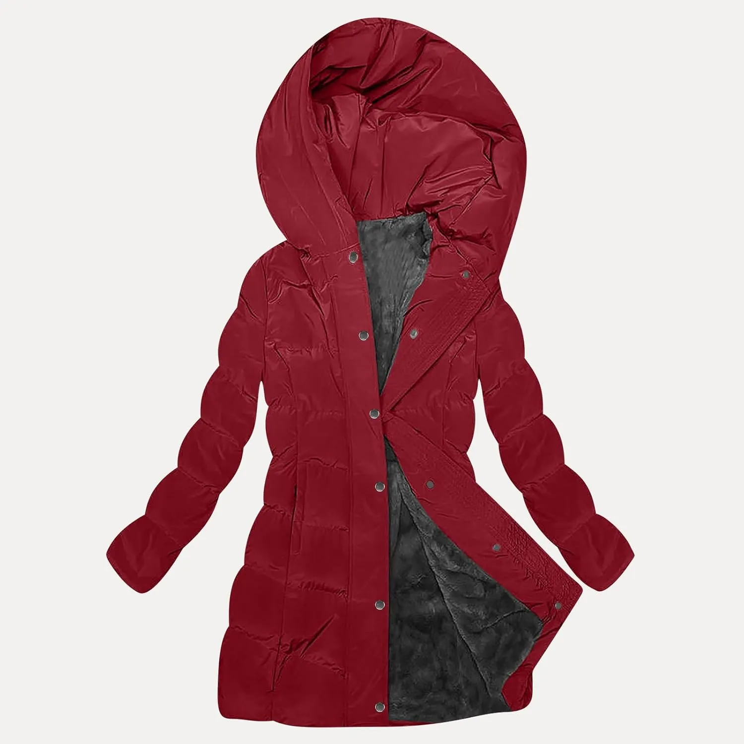 Women's Down Jacket Winter Puffer Jackets Sherpa Fleece Lined Warm Coats Lightweight Hood Outerwear with Pockets