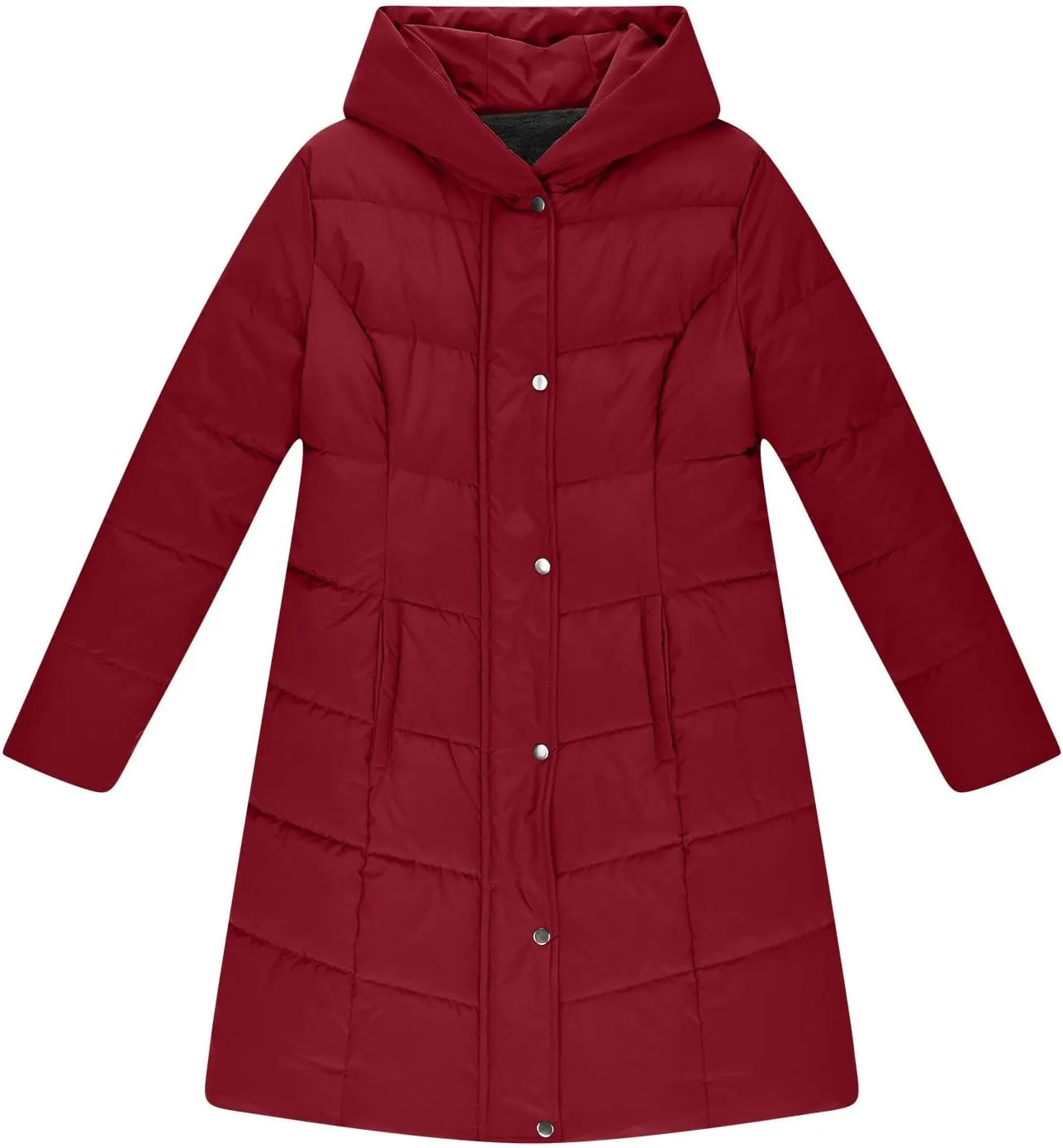 Women's Down Jacket Winter Puffer Jackets Sherpa Fleece Lined Warm Coats Lightweight Hood Outerwear with Pockets