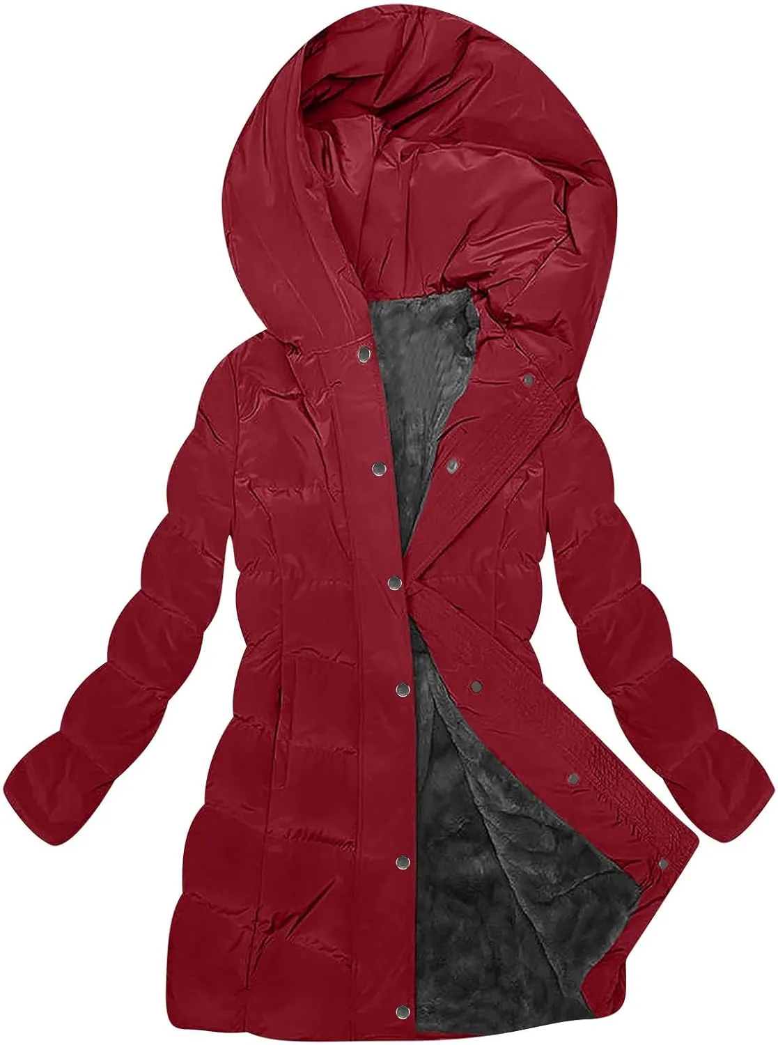 Women's Down Jacket Winter Puffer Jackets Sherpa Fleece Lined Warm Coats Lightweight Hood Outerwear with Pockets