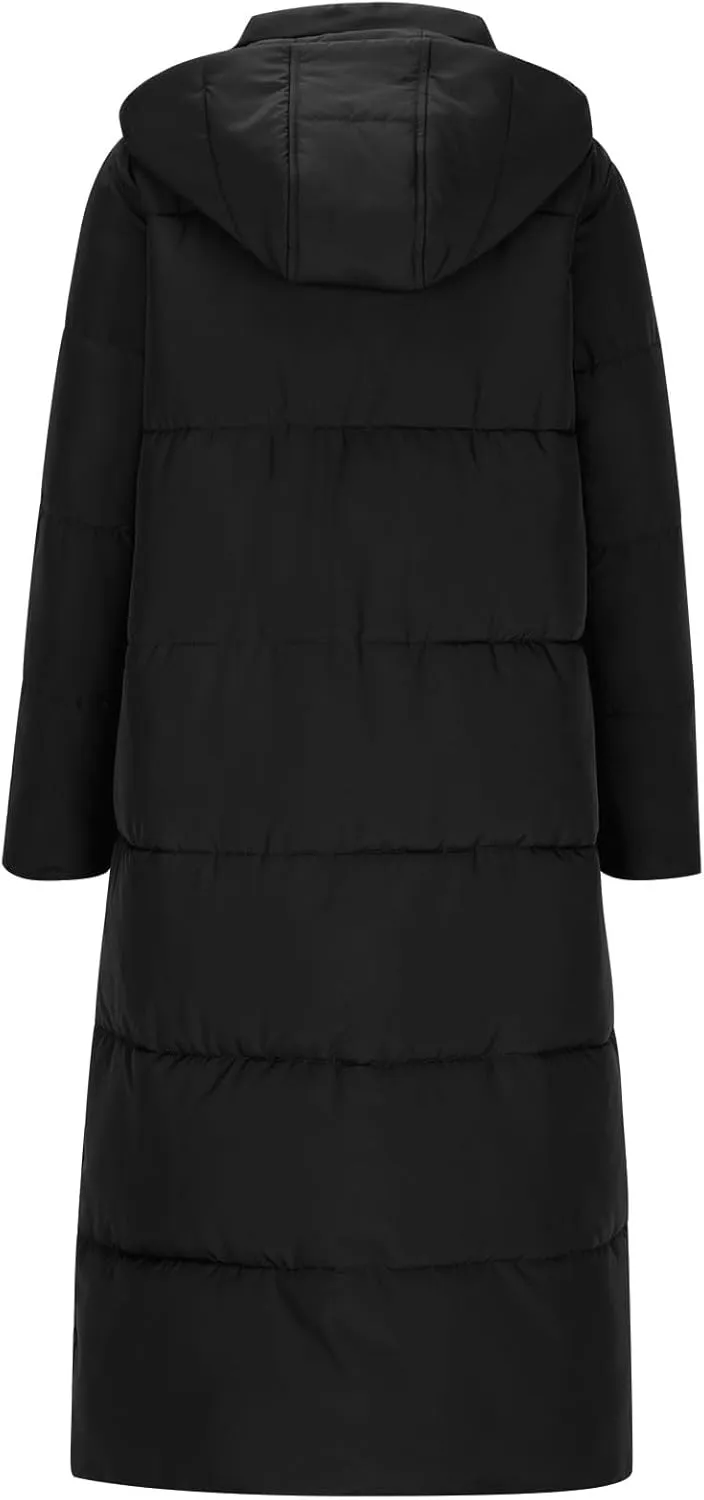 Womens Down Jacket with Hood Plus Size Thickened Winter Quilted Long Down Coats for Women Hooded Puffer Jacket