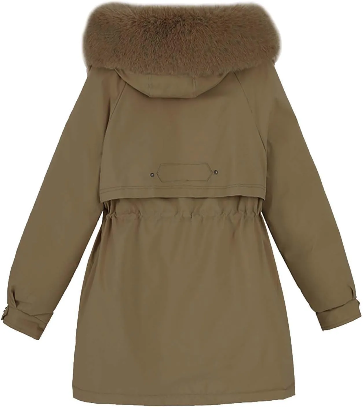 Women's Down Jackets Mid Length Thickened Quilted Puffer Jackets Padded Winter Coat Faux Fur Hooded Outerwear Pockets
