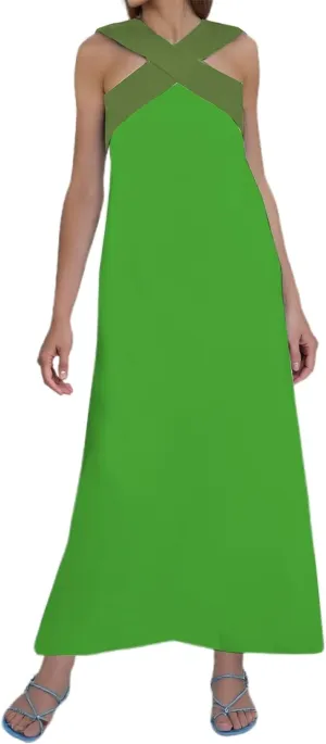 Women's Elegant Neckline Open Back Evening Dress Plus Size Dresses Color Peach
