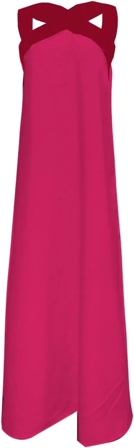 Women's Elegant Neckline Open Back Evening Dress Plus Size Dresses Color Peach