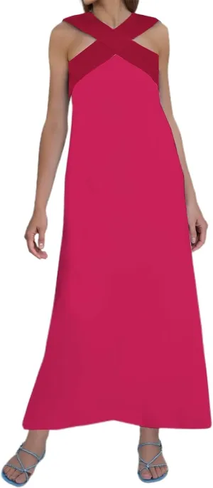 Women's Elegant Neckline Open Back Evening Dress Plus Size Dresses Color Peach