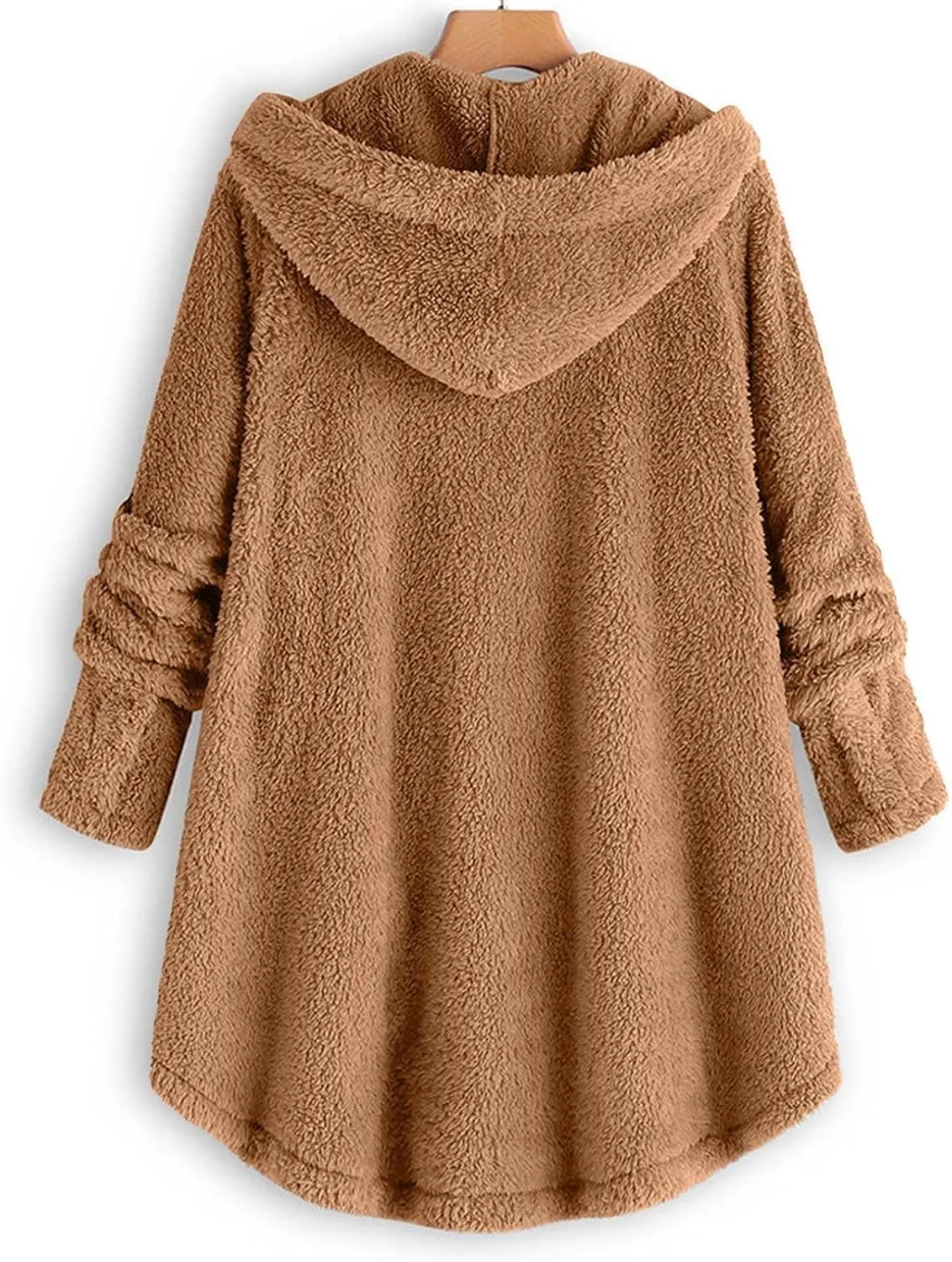 women's Fuzzy Fleece Jacket Oversized Sherpa Coat Pullover Jacket with Hood Winter Jackets Plus Size Warm Outerwear