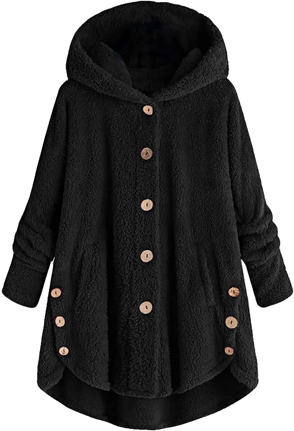women's Fuzzy Fleece Jacket Oversized Sherpa Coat Pullover Jacket with Hood Winter Jackets Plus Size Warm Outerwear