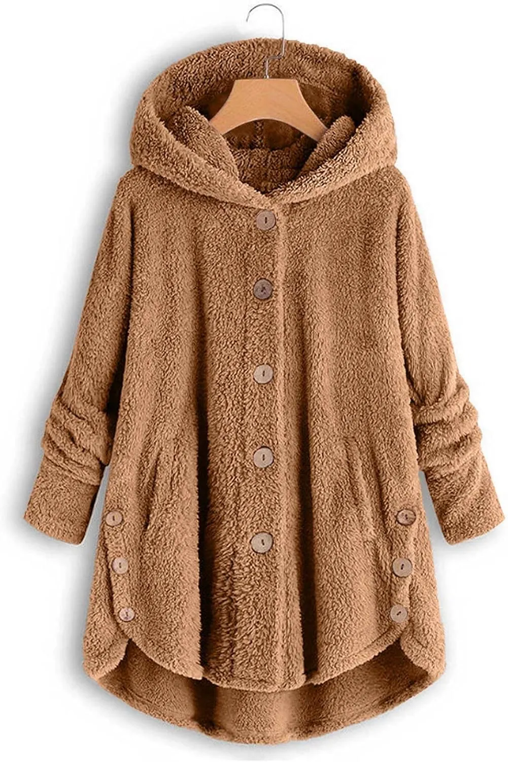 women's Fuzzy Fleece Jacket Oversized Sherpa Coat Pullover Jacket with Hood Winter Jackets Plus Size Warm Outerwear