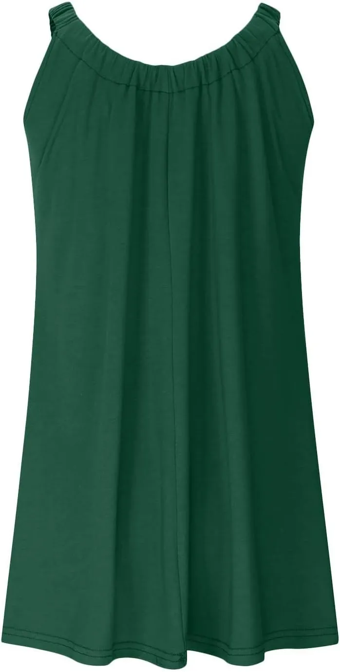 Womens Hawaiian Dresses Retro Classic Scoop Neck Tank Mini Beach Dress Summer Casual Cover Ups for Women