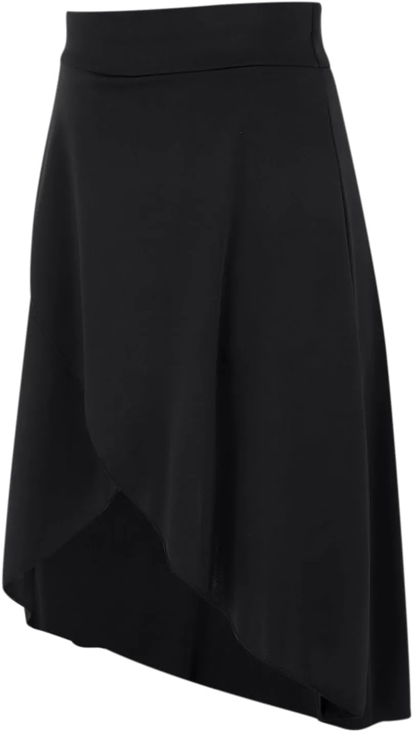 Women's High Waisted Ruffled Asymmetric Hem Long Skirt Split High Low Stretchy Skirt Handkerchief Hemline Midi Skirt