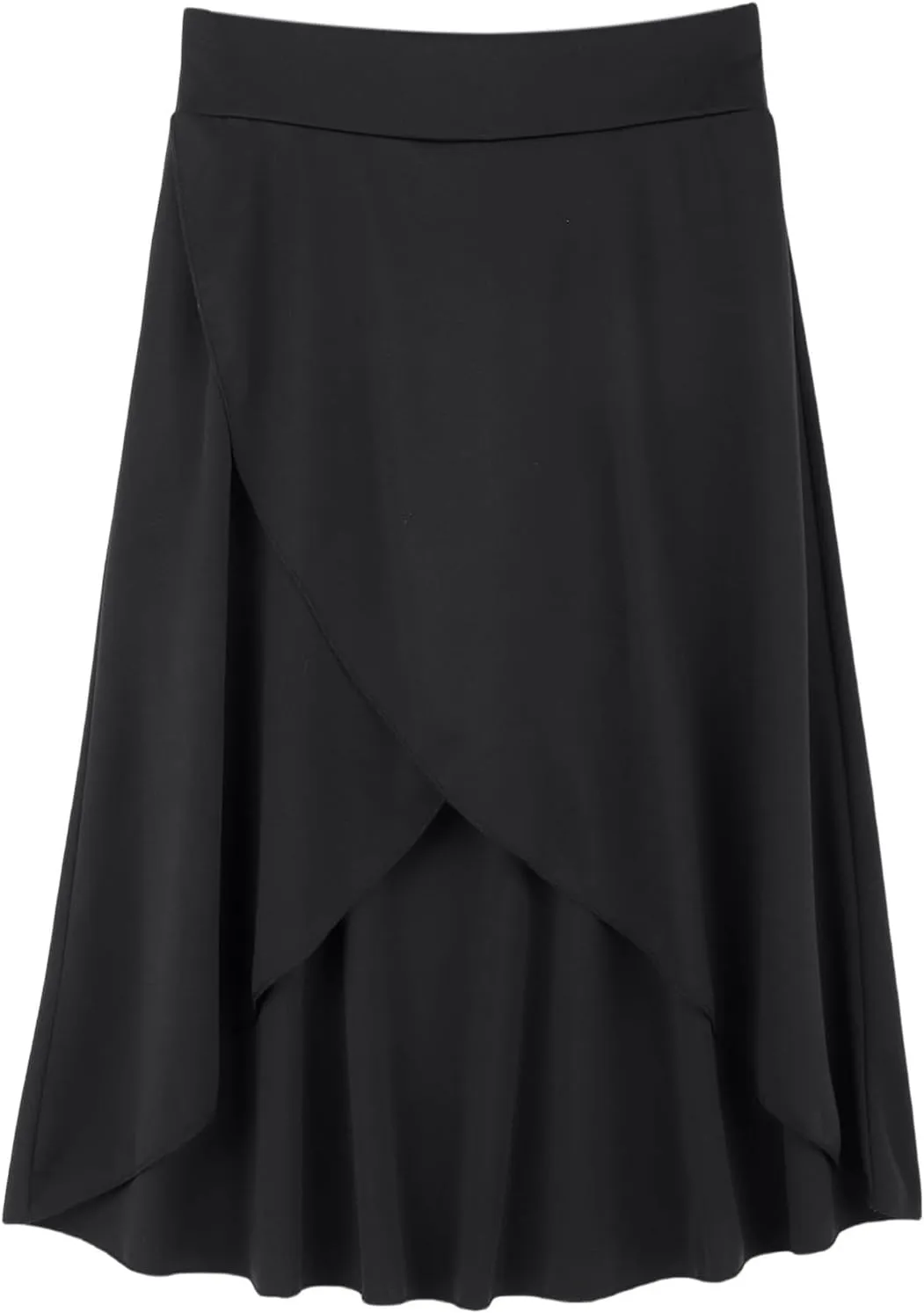 Women's High Waisted Ruffled Asymmetric Hem Long Skirt Split High Low Stretchy Skirt Handkerchief Hemline Midi Skirt