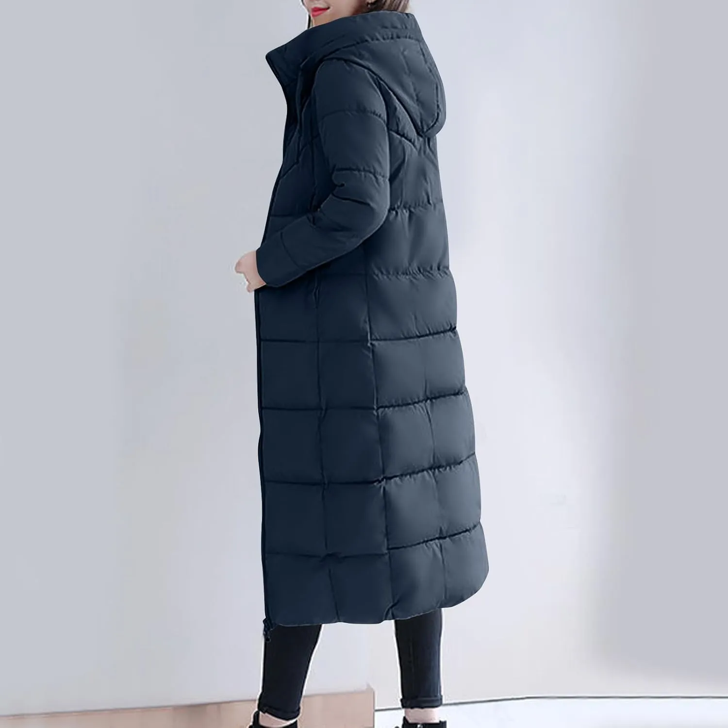 Women's Hooded Thickened Jakcets for Winter Long Down Zipper Jacket Maxi Down Parka Puffer Coat with Hooded