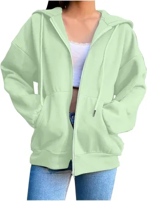 Womens Jackets Womens Zip Up Hoodies Cropped Sweatshirts Fleece Jackets Fall Outfits Casual Hooded Tops Winter