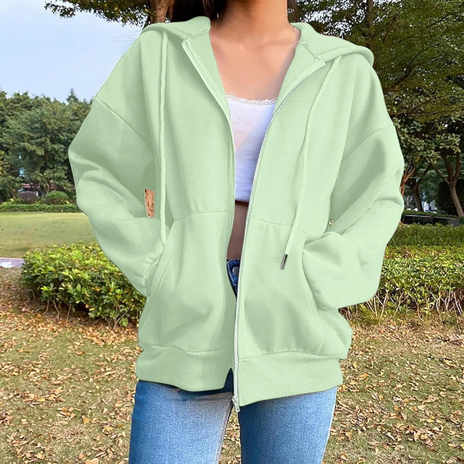 Womens Jackets Womens Zip Up Hoodies Cropped Sweatshirts Fleece Jackets Fall Outfits Casual Hooded Tops Winter