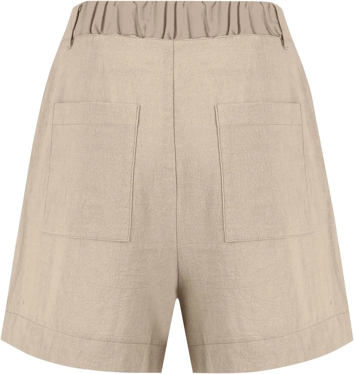 Womens Linen Business Shorts Front Button Baggy High Waist Pleated Shorts Lightweight Casual Work Short with Pockets