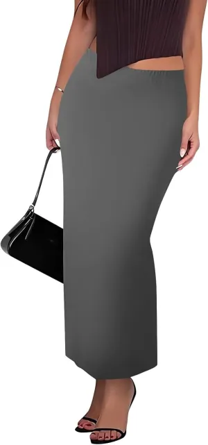 Women's Long Pencil Skirt - High Waisted Summer Fall Y2K Club Bodycon Tight Maxi Skirts