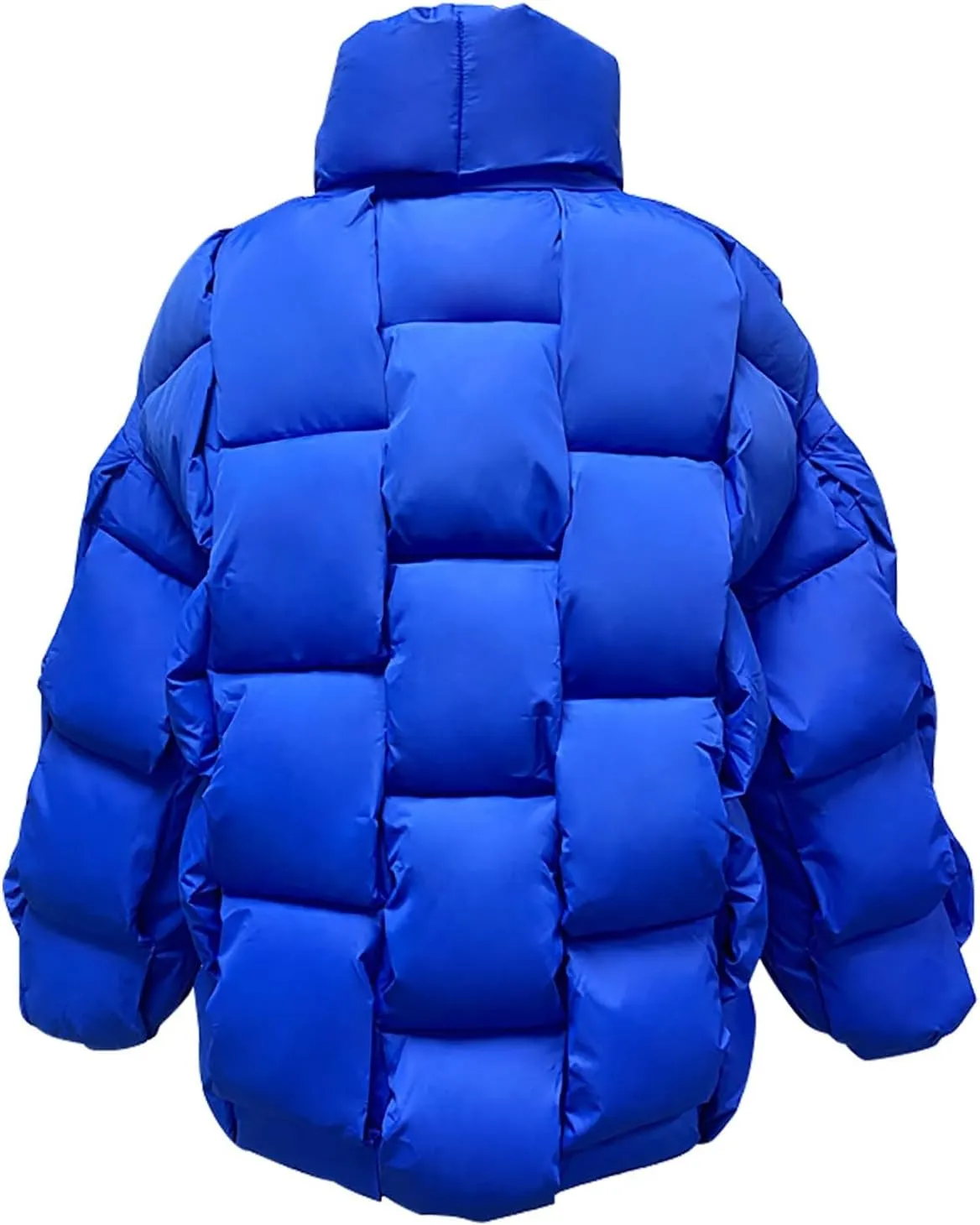 Women's Long Sleeve Puffer Jacket Winter Quilted Short Down Coat with Pockets Stand Collar Overcoat 2024 Trendy