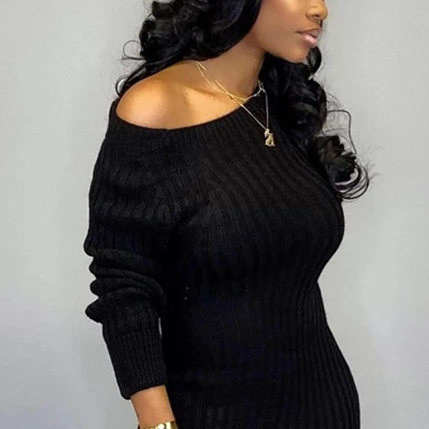 Women'S Long Sleeve Wrap Midi Knit Sweater Dress Elegant Backless Bodycon Sexy Open Back Club Cocktail Long Dress