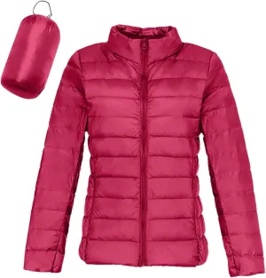 Womens Packable Puffer Jacket 2024 Winter Warm Lightweight Slim Fit Down Coat Quilted Down Jacket Trendy Outfits