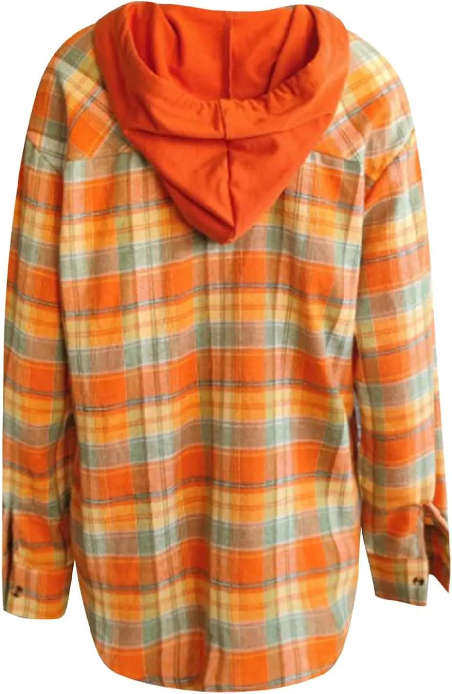 Womens Plaid Jacket Casual Button Down Checkered Hooded Jackets Oversized Loose Lightweight Shackets Outerwear