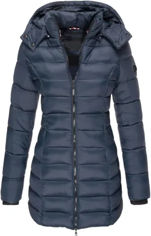 Womens Puffer Jacket Casual Warm Padded Coat Fashion Zipper Long Sleeve Hooded Down Coats Winter 2024 Trendy Clothes