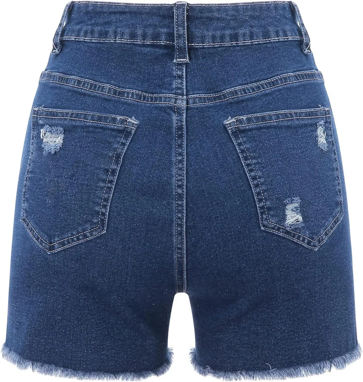 Womens Ripped Jean Shorts High Waisted Cropped Shorts Button Waistband Short Jeans Street Trendy Blue Denim Shorts